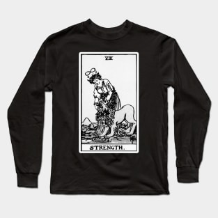 VIII. Strength Tarot Card | Black and white Long Sleeve T-Shirt